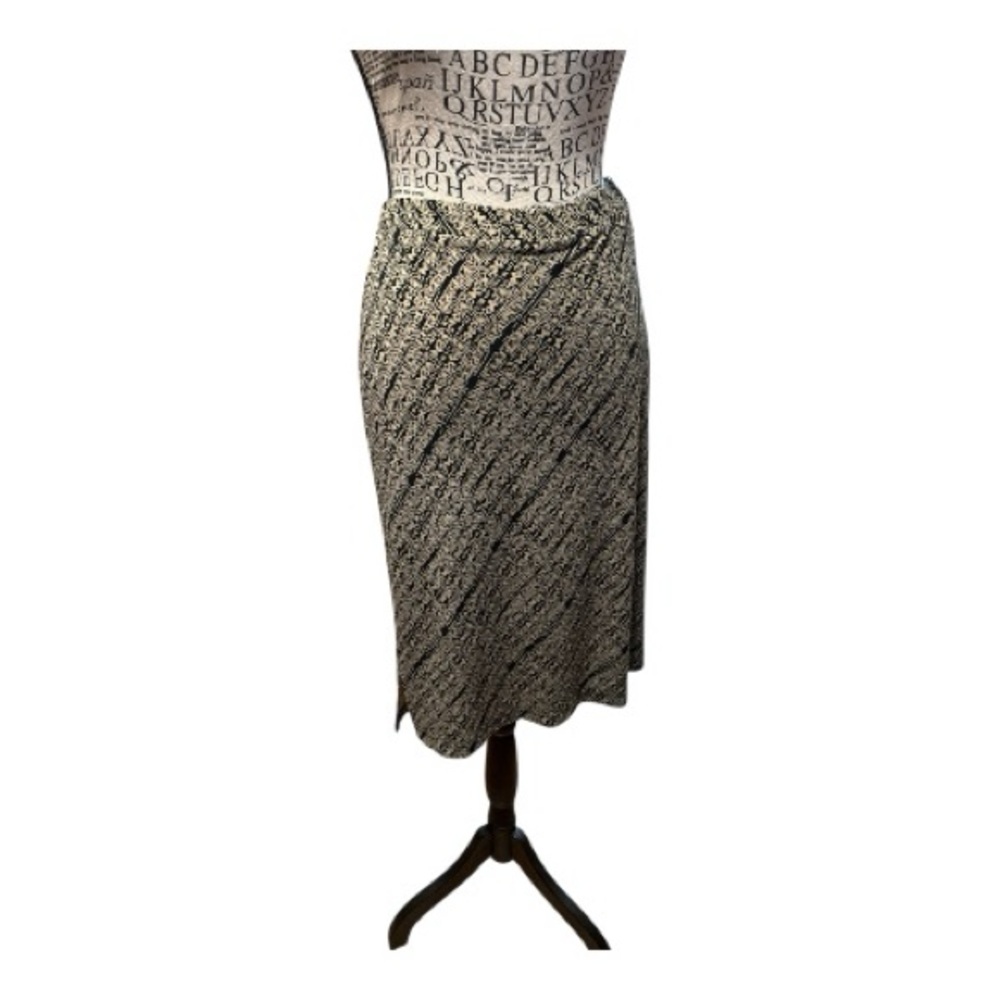 Lane Bryant Beige and Black Patterned Midi Skirt size 14/16